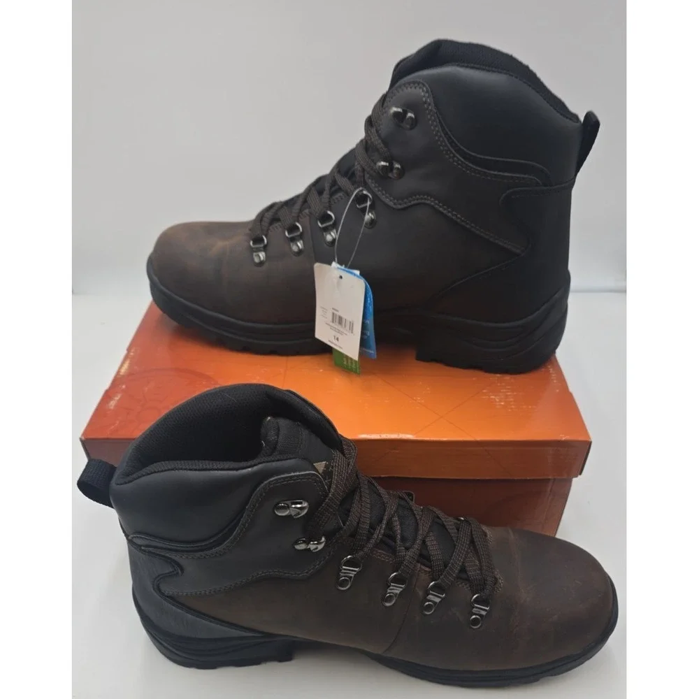 Ozark Trail Bandy Men's Hiking Boots Size 14 Dark Brown Leather Waterproof